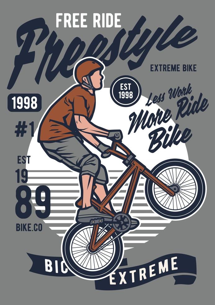 Freestycle Bike Vintage Badge, Retro Badge Design vector