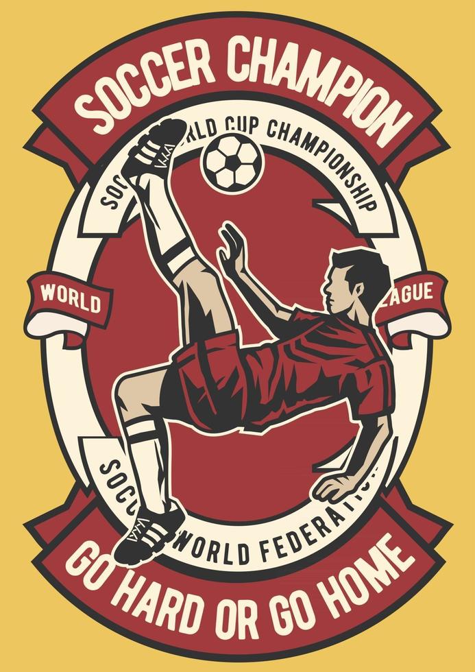Insignia vintage de campeón de fútbol, diseño de insignia retro vector