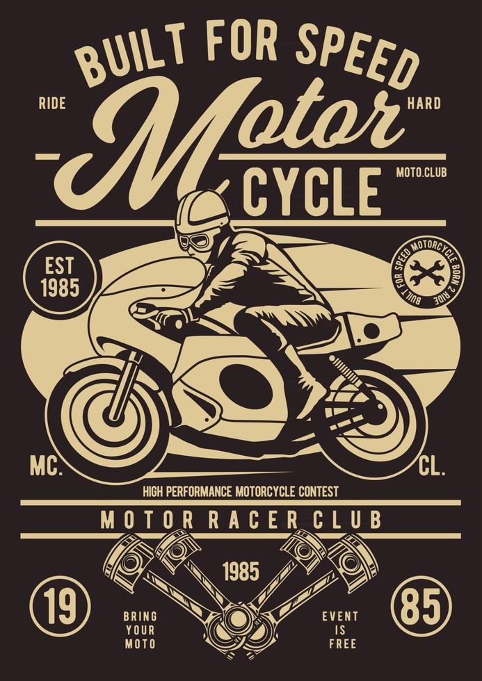 Built For Speed Motorcycle Vintage Badge, Retro Badge Design vector