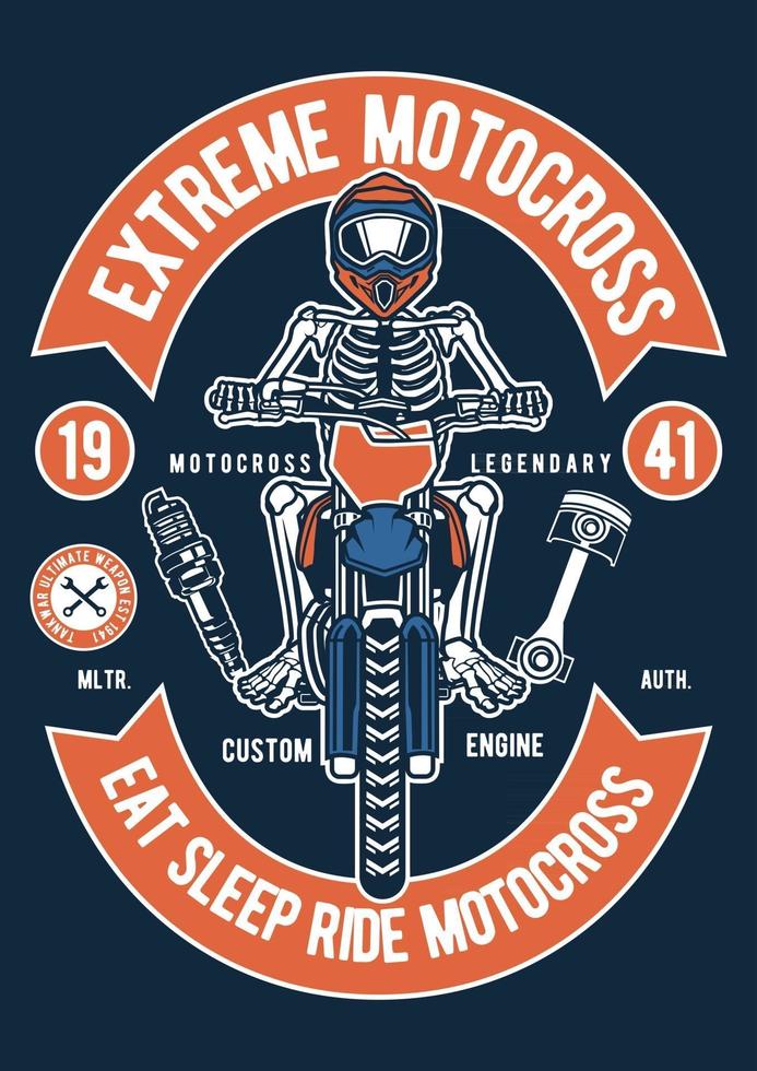Insignia vintage de motocross extremo, diseño de insignia retro vector