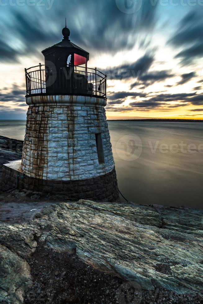 Atardecer en Newport Rhode Island en Castle Hill Lighthouse foto