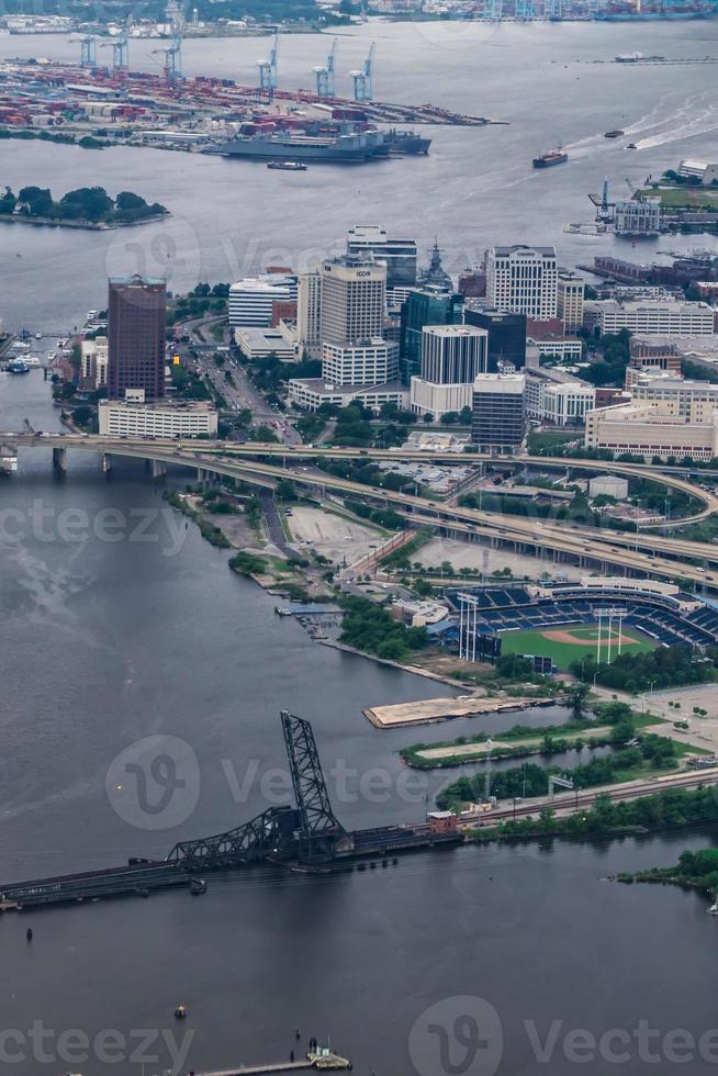 norfolk virginia aerial of city skyline and surroundings photo