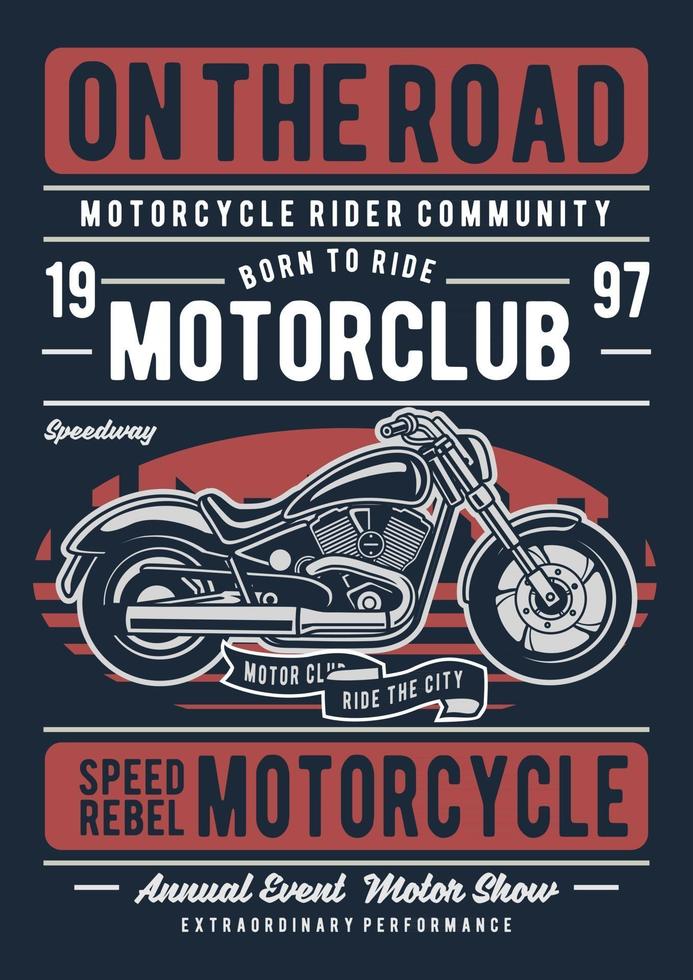 Motorcycle On The Road Vintage Badge, Retro Badge Design vector