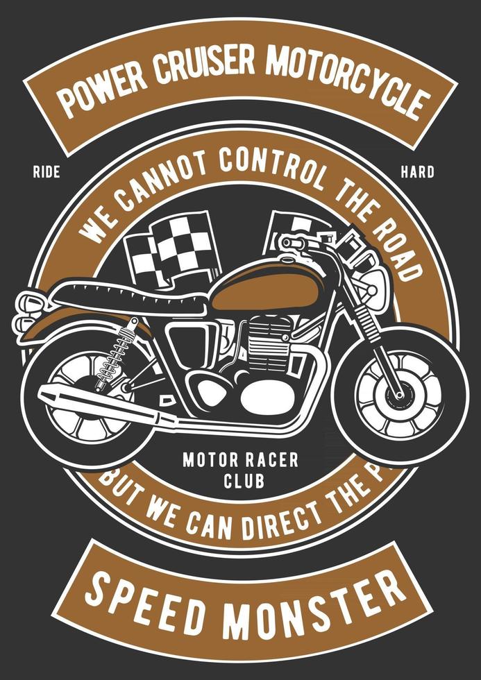 Power Cruiser Motorcycle Vintage Badge, Retro Badge Design vector