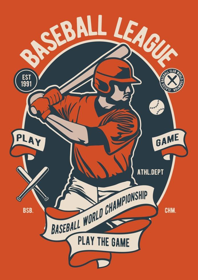 Baseball League Vintage Badge, Retro Badge Design vector