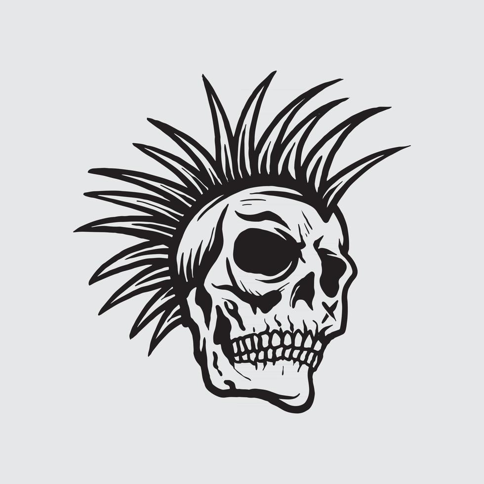 Skull punk drawing vector