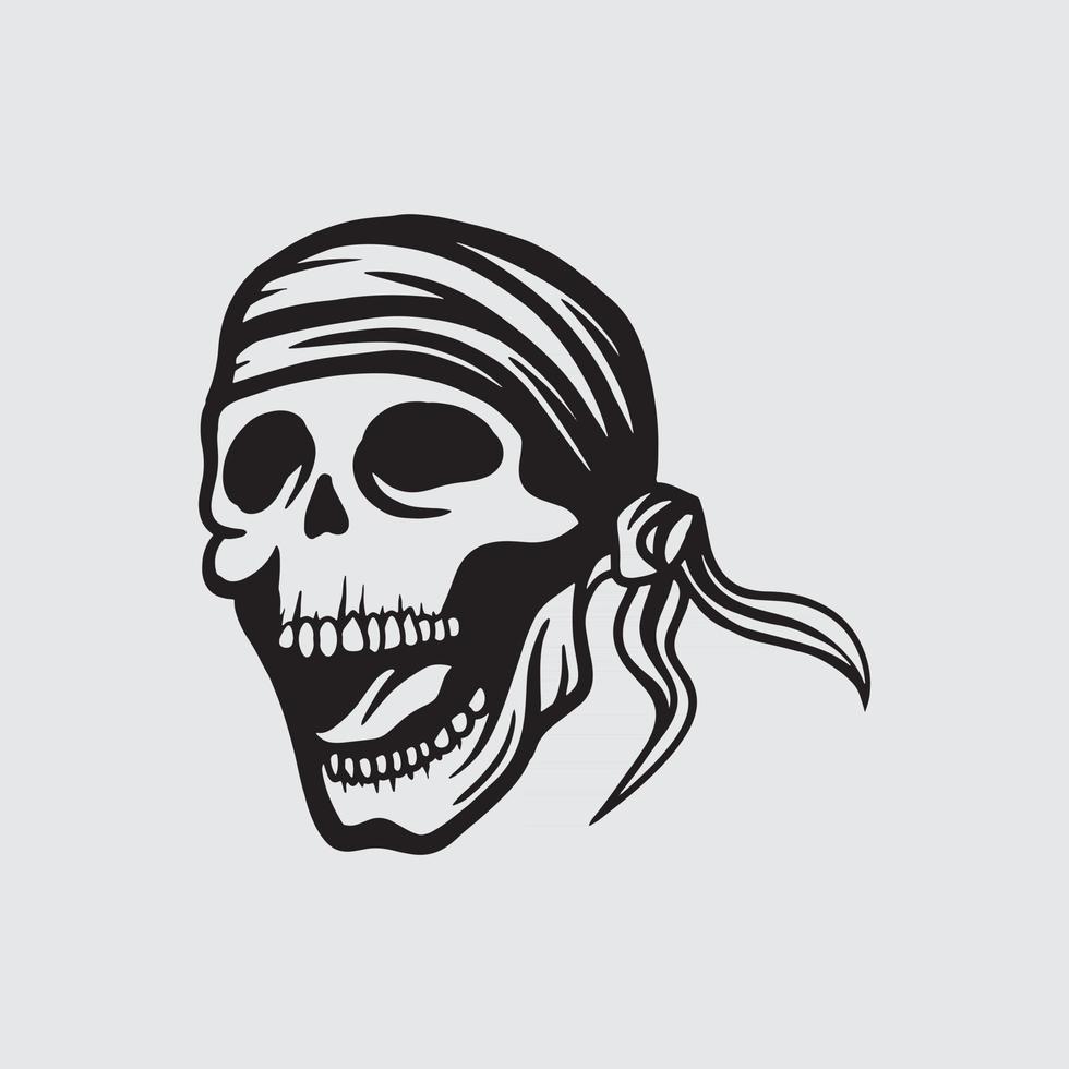 Skull pirate drawing vector