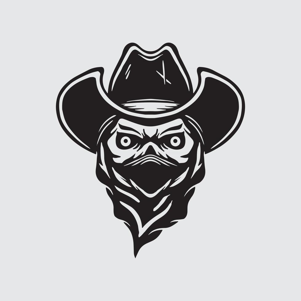 Skull cowboy drawing vector