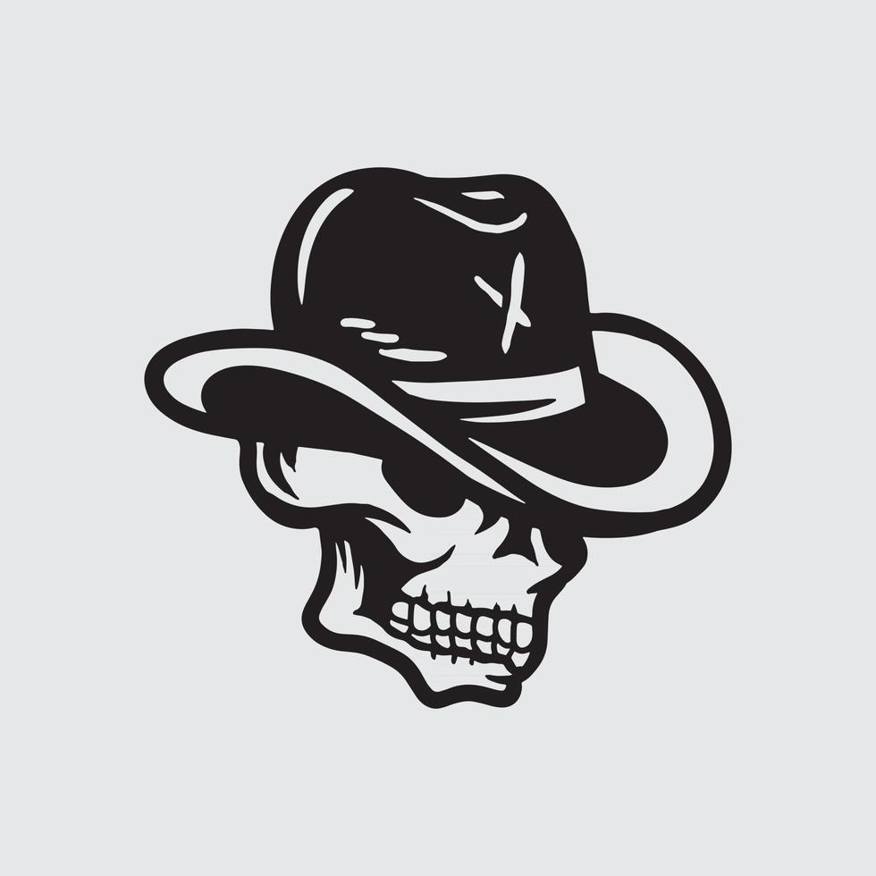 Skull cowboy drawing vector