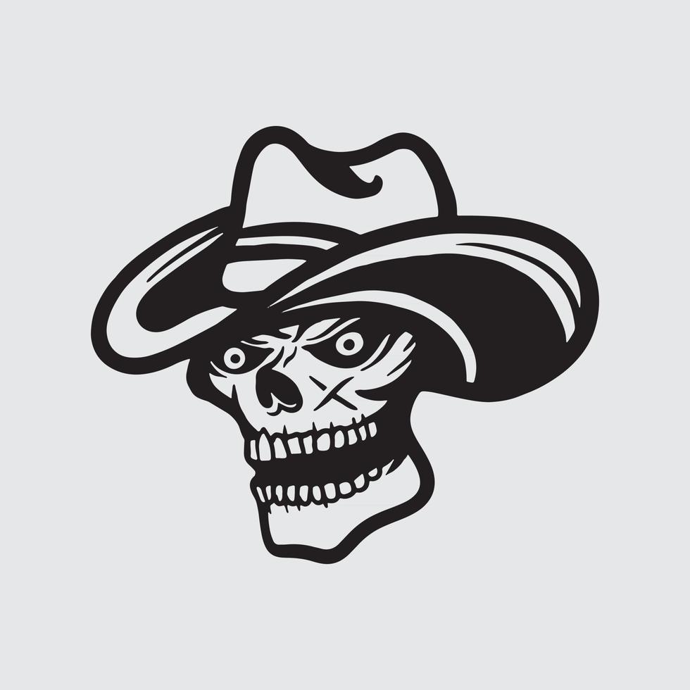 Skull cowboy drawing vector