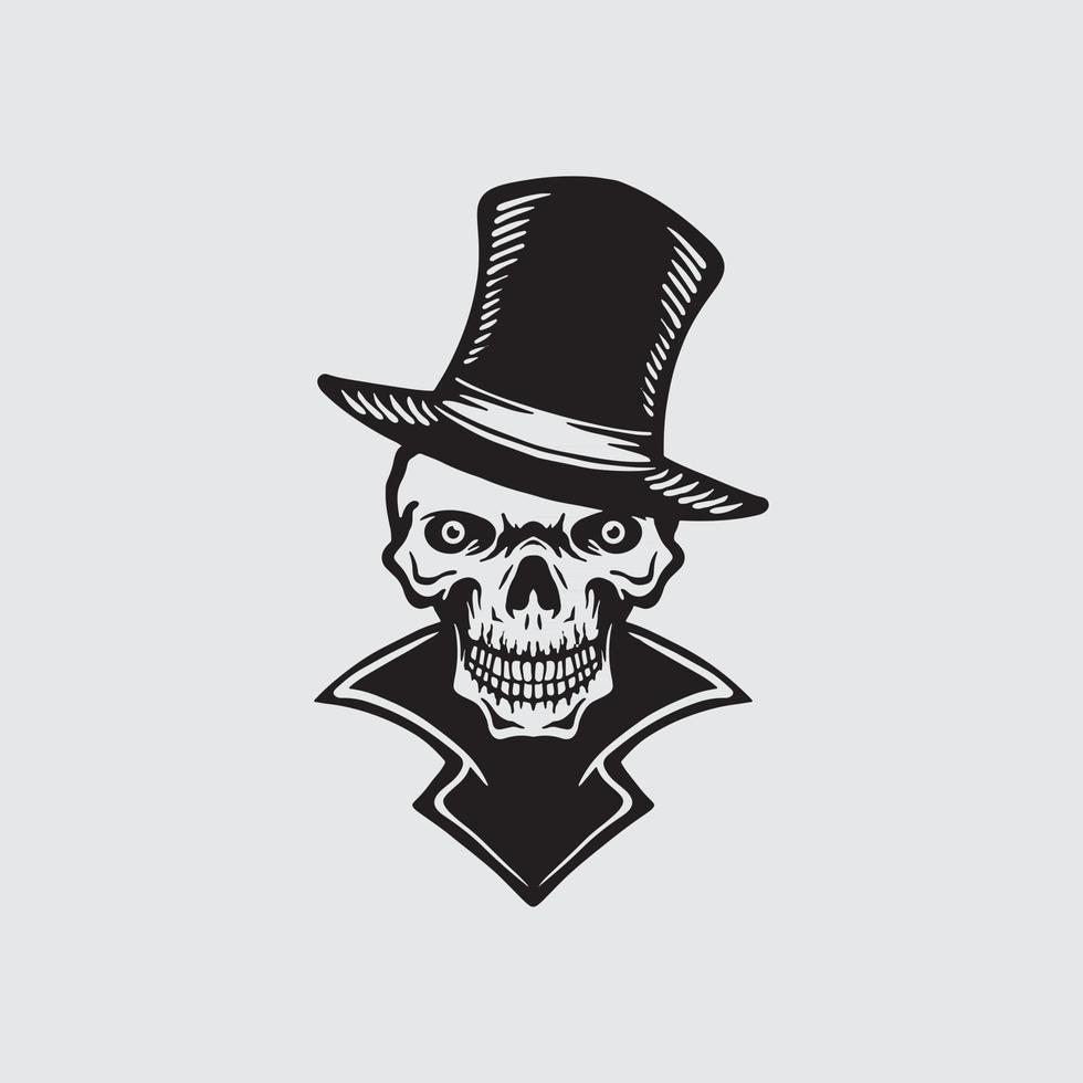 Gentleman skull with magic hat vector