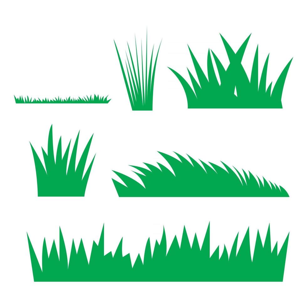 colección de vectores de silueta de hierba verde