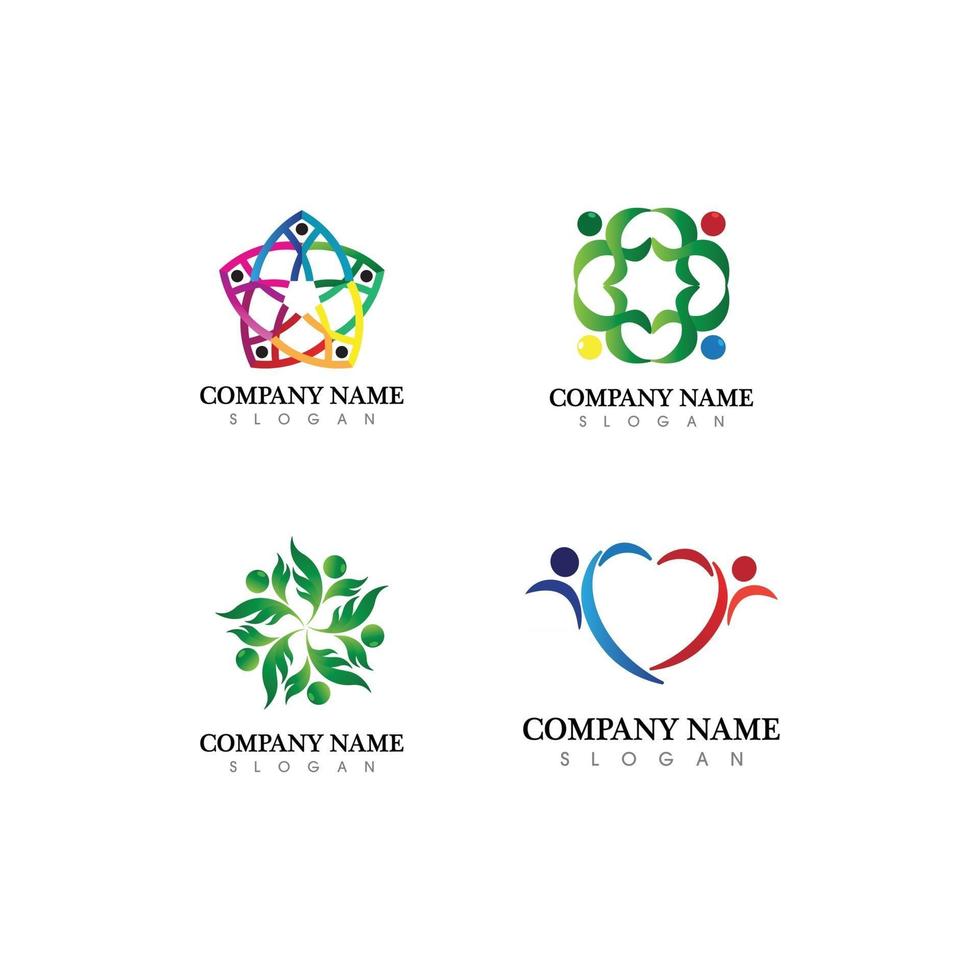 logo de la comunidad personas trabajan en equipo y negocio vector logo y diseño grupo familia