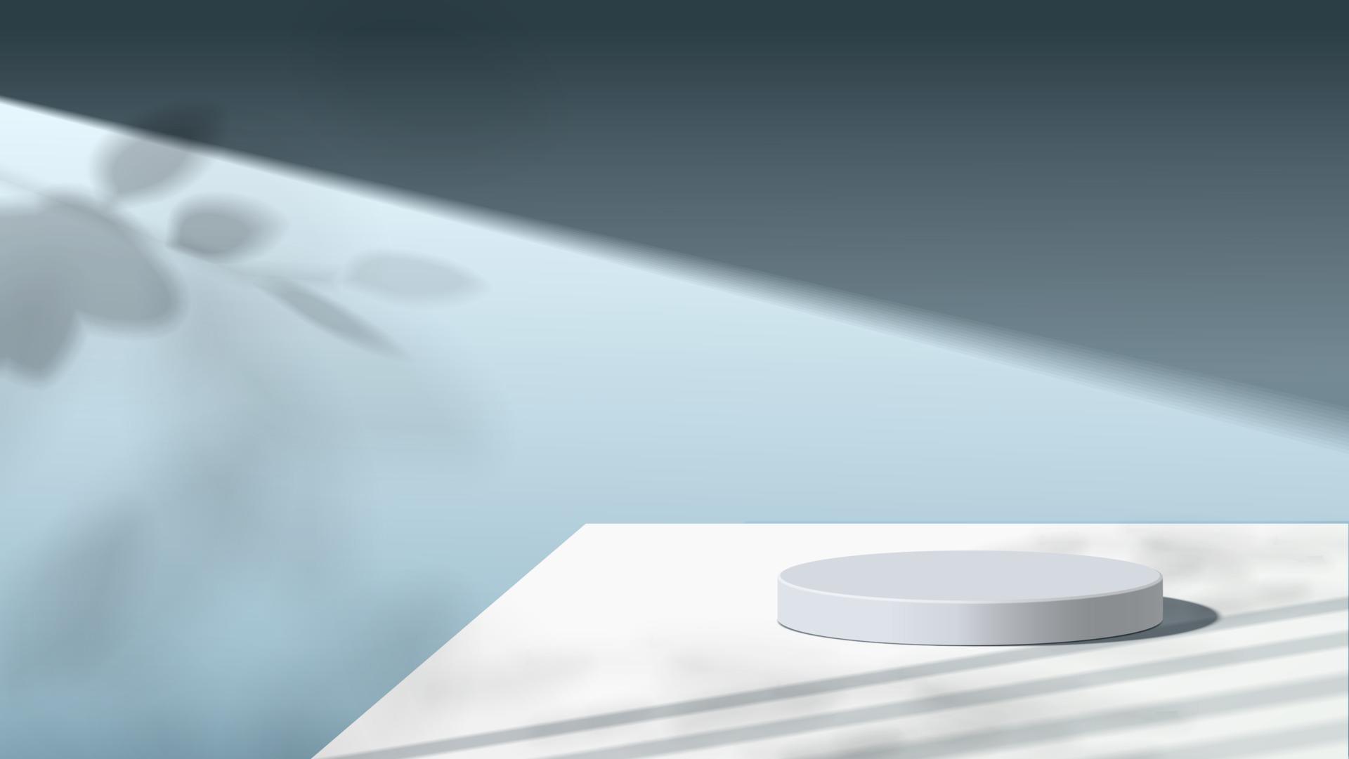 Abstract minimal scene with geometric forms. wood podium