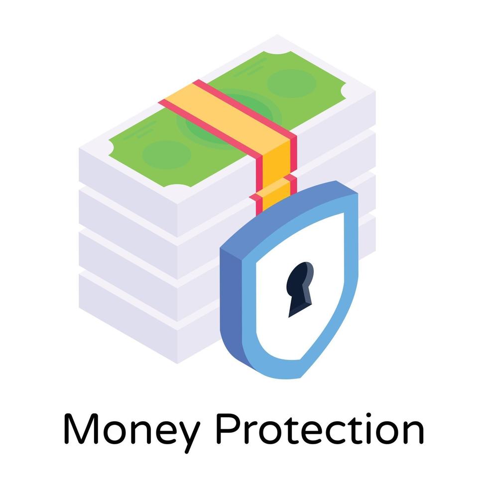 protección y seguridad del dinero vector