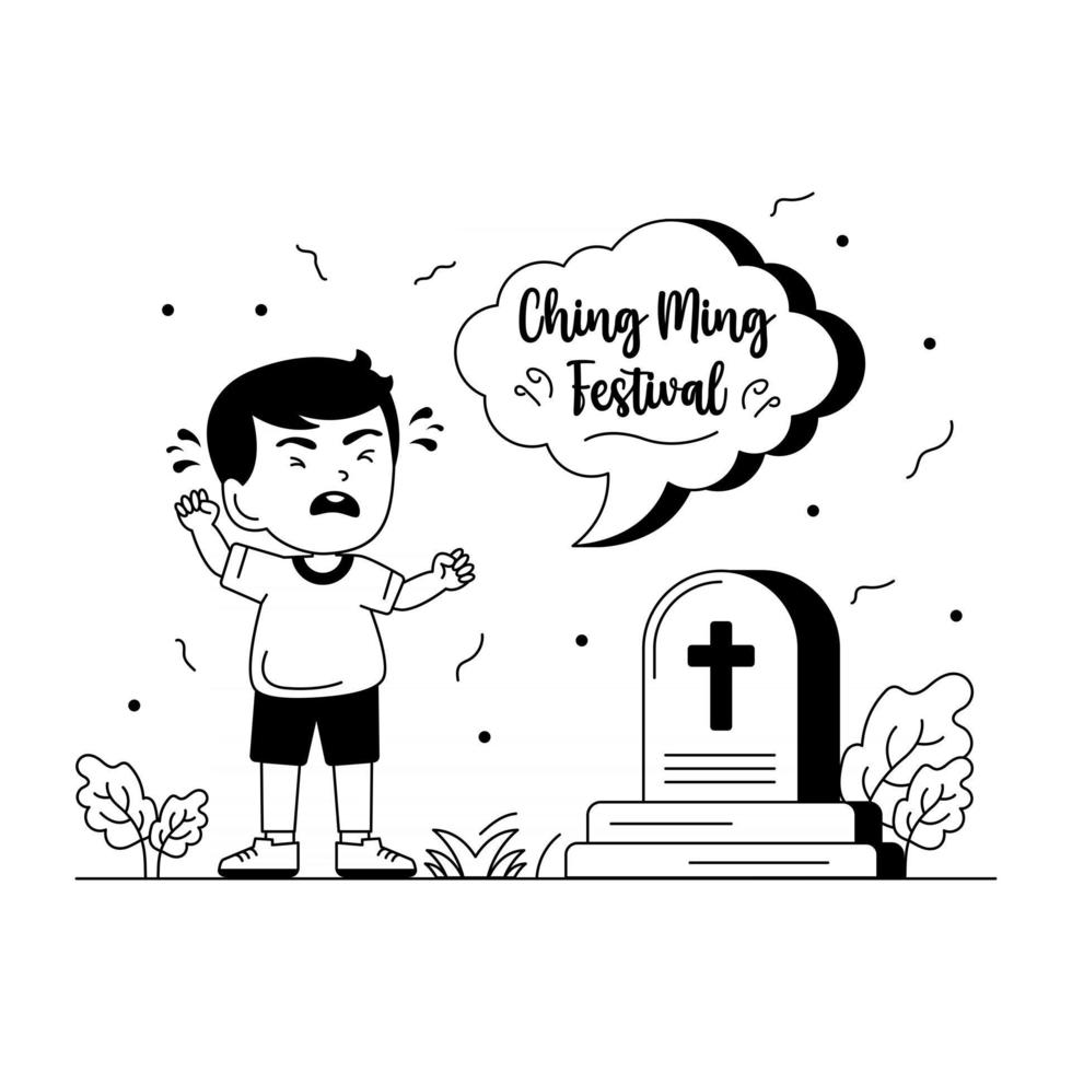 Tomb Cleaning and Offering vector