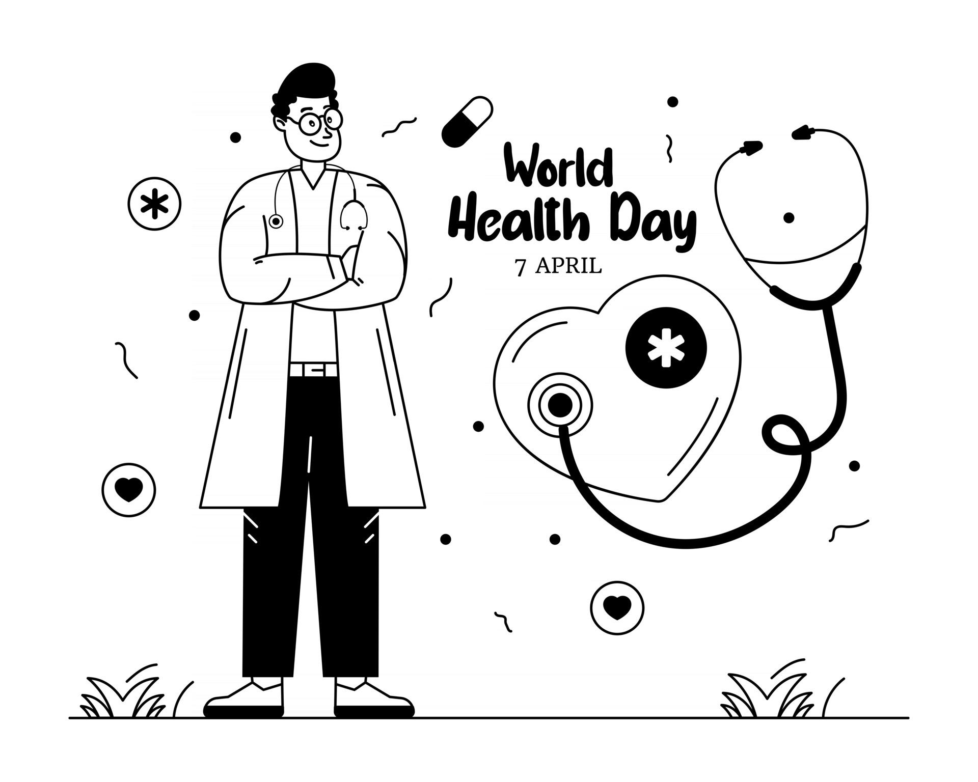 Free Vector | World health day illustration with heart and planet