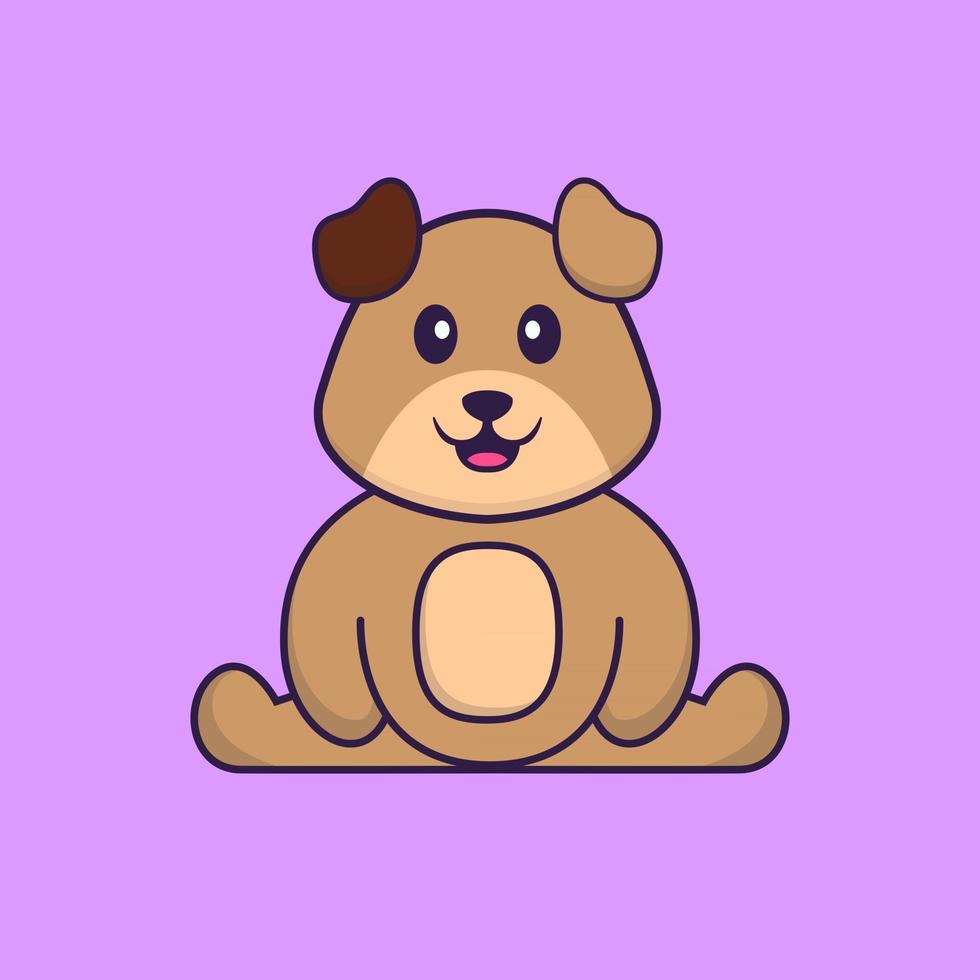 Cute dog is sitting. Animal cartoon concept isolated. Can used for t-shirt, greeting card, invitation card or mascot. Flat Cartoon Style vector