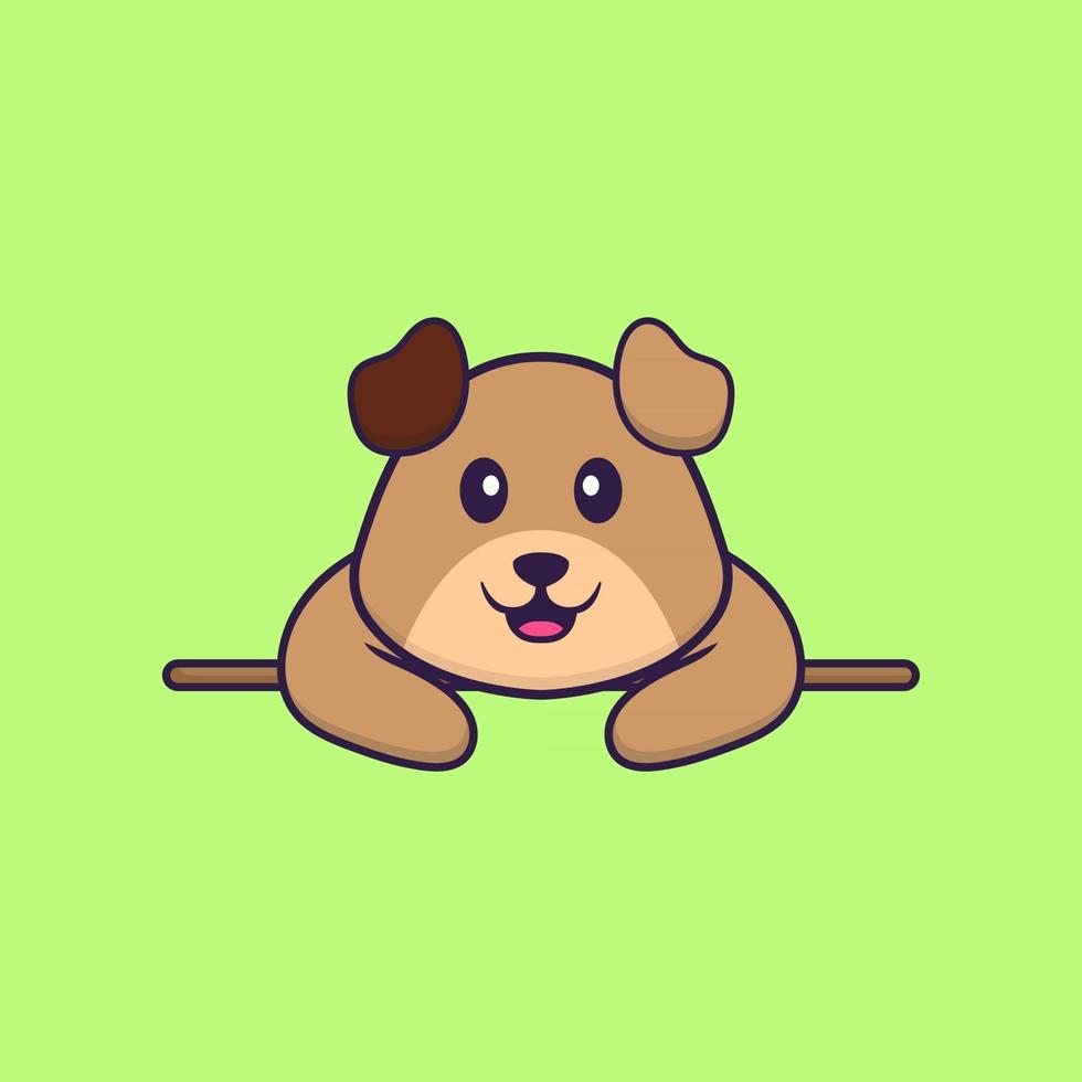 Cute dog lying down. Animal cartoon concept isolated. Can used for t-shirt, greeting card, invitation card or mascot. Flat Cartoon Style vector