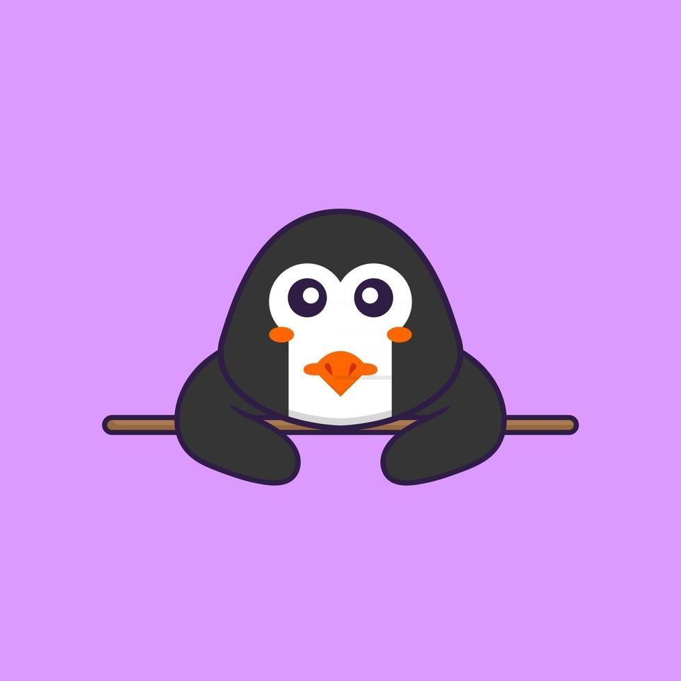 Cute penguin lying down. Animal cartoon concept isolated. Can used for t-shirt, greeting card, invitation card or mascot. Flat Cartoon Style vector