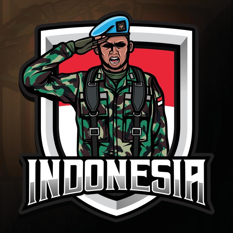 independence day of indonesia with army force illustration vector