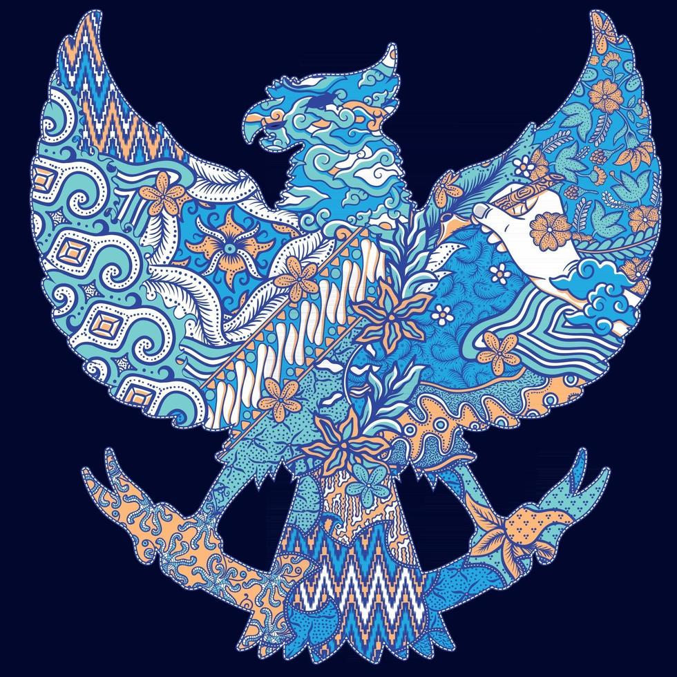 cultura batik en garuda silueta ilustración vector