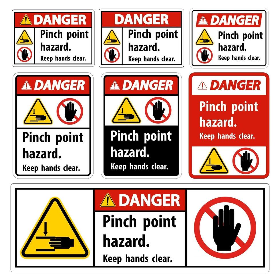 Danger Pinch Point Hazard,Keep Hands Clear Symbol Sign Isolate on White Background,Vector Illustration vector