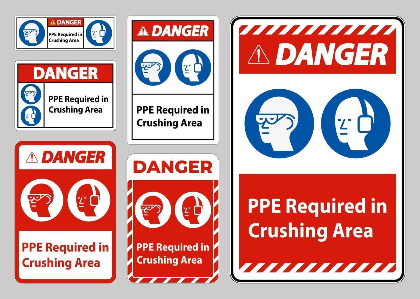 Danger Sign PPE Required In Crushing Area Isolate on White Background vector