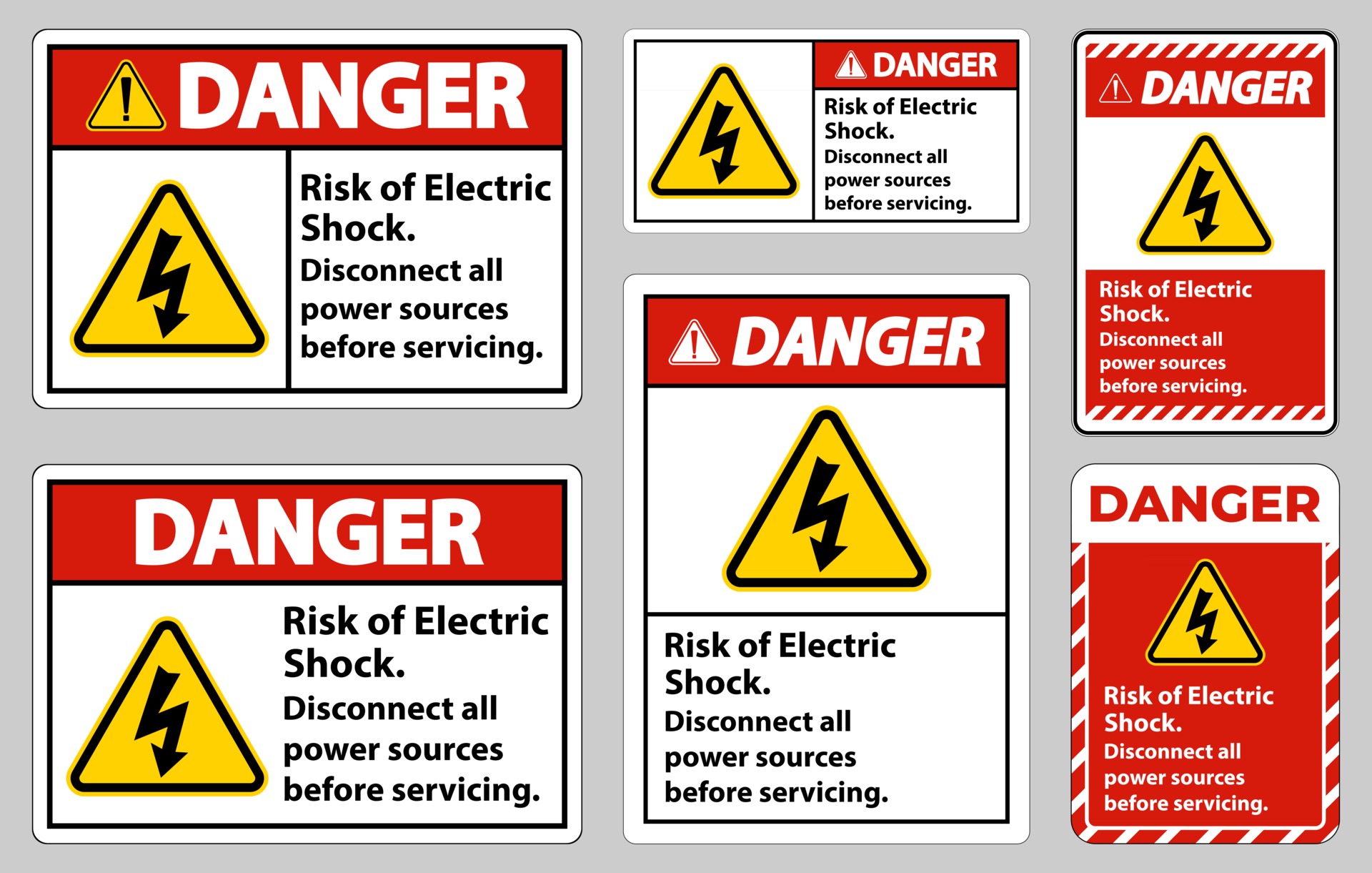 Danger Risk of electric shock Symbol Sign Isolate on White Background