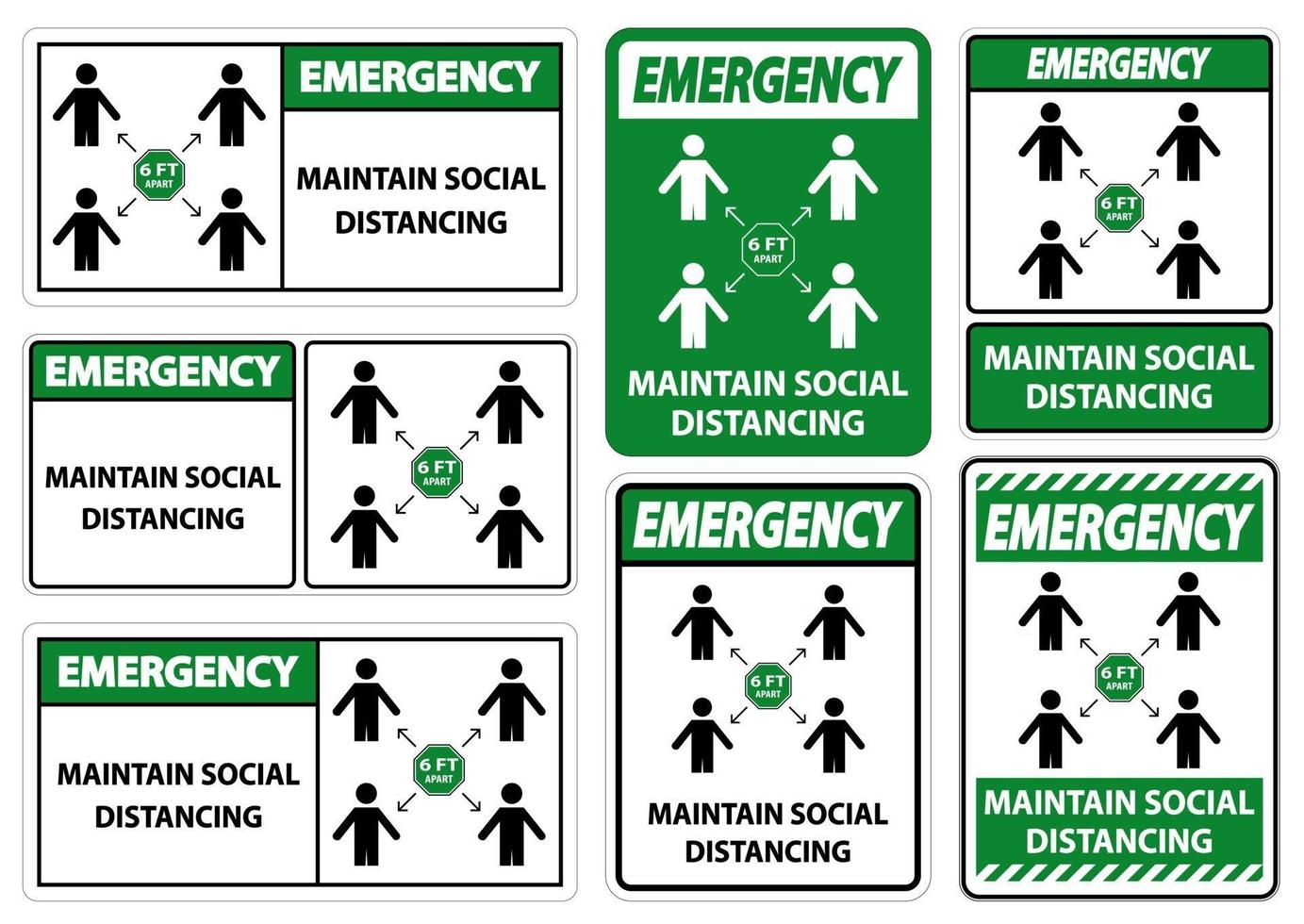 Emergency Maintain social distancing, stay 6ft apart sign,coronavirus COVID-19 Sign Isolate On White Background vector
