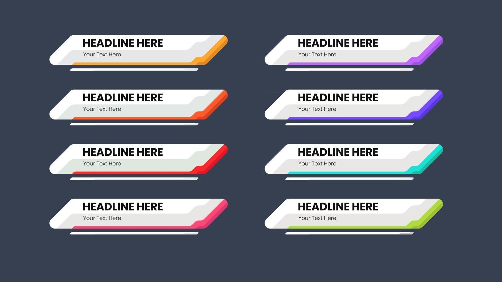 Lower third template. Set of TV banners and bars for news and sport channels, streaming and broadcasting. Collection of lower third for video editing on transparent background. Vector