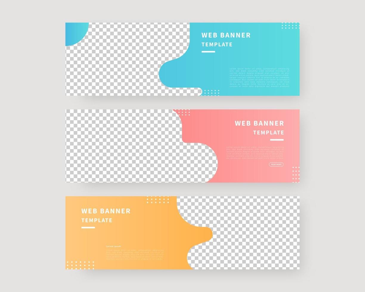 Web banner template set. Collection of horizontal banners design. Vector illustration.