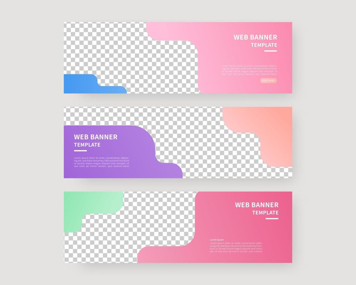 Web banner template set. Collection of horizontal banners design. Vector illustration.