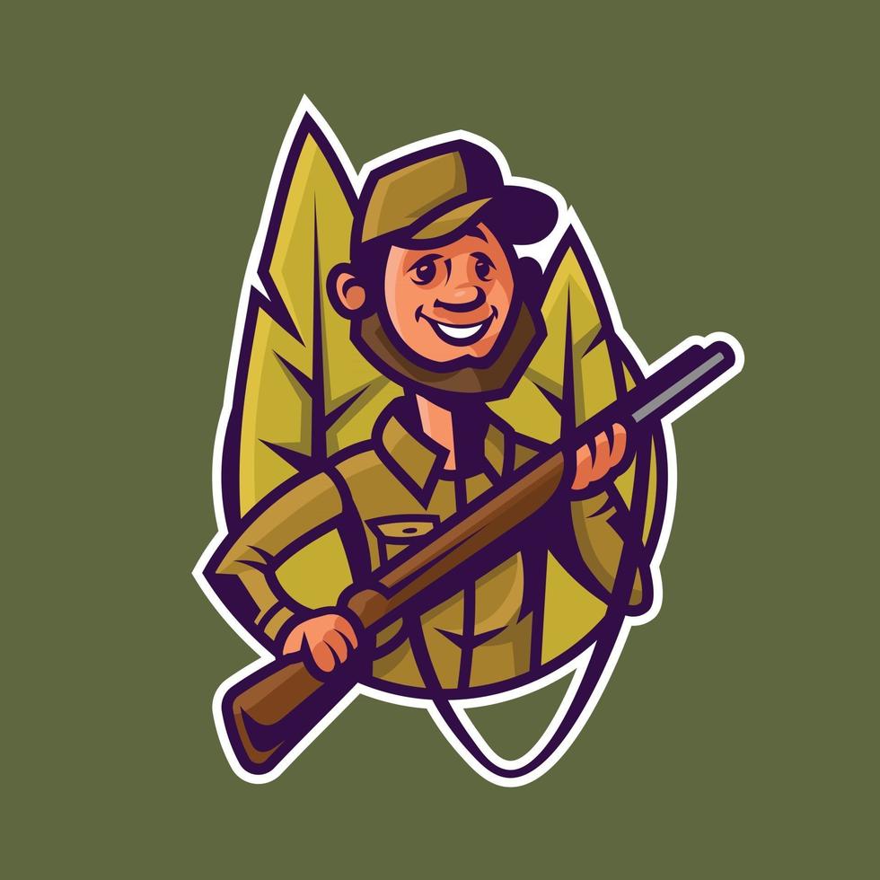 Hunter with rifle. Concept art of hunting in cartoon style. vector