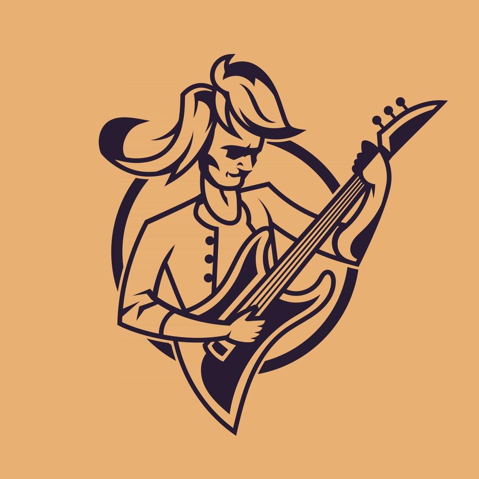 Man playing guitar. Concept art of rock'n'roll in monochrome style. vector