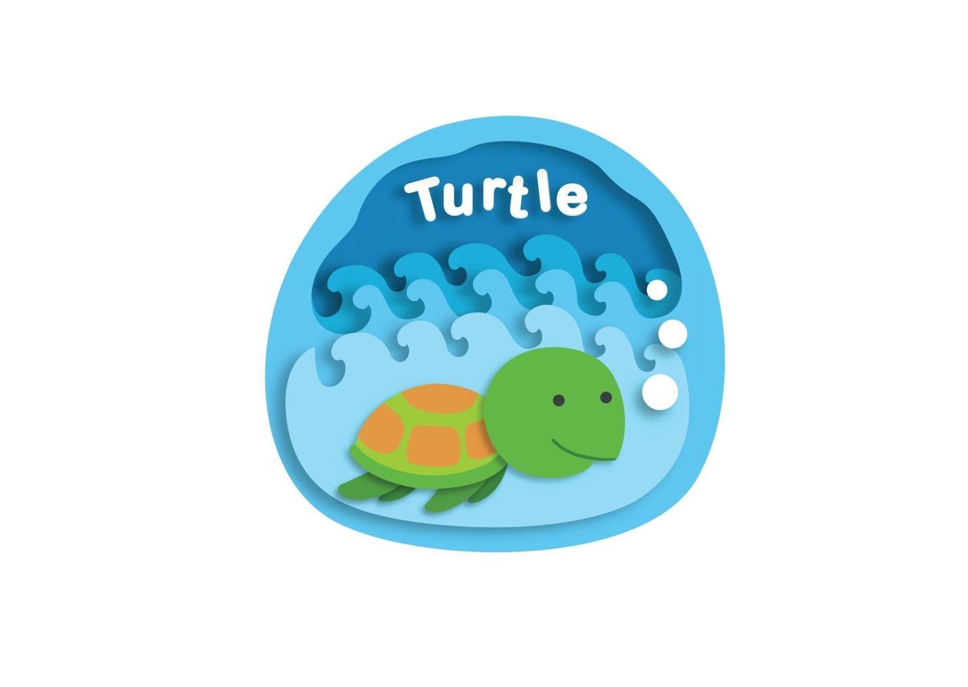 Alphabet Letter T-turtle,paper cut concept vector illustration