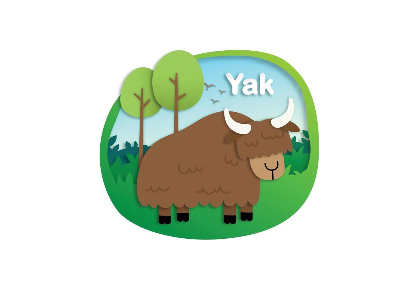 Alphabet Letter Y-yak,paper cut concept vector illustration