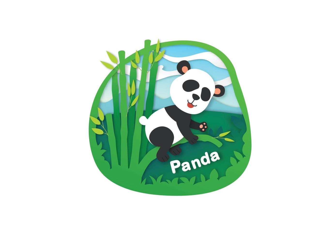 Alphabet Letter P-panda,paper cut concept vector illustration