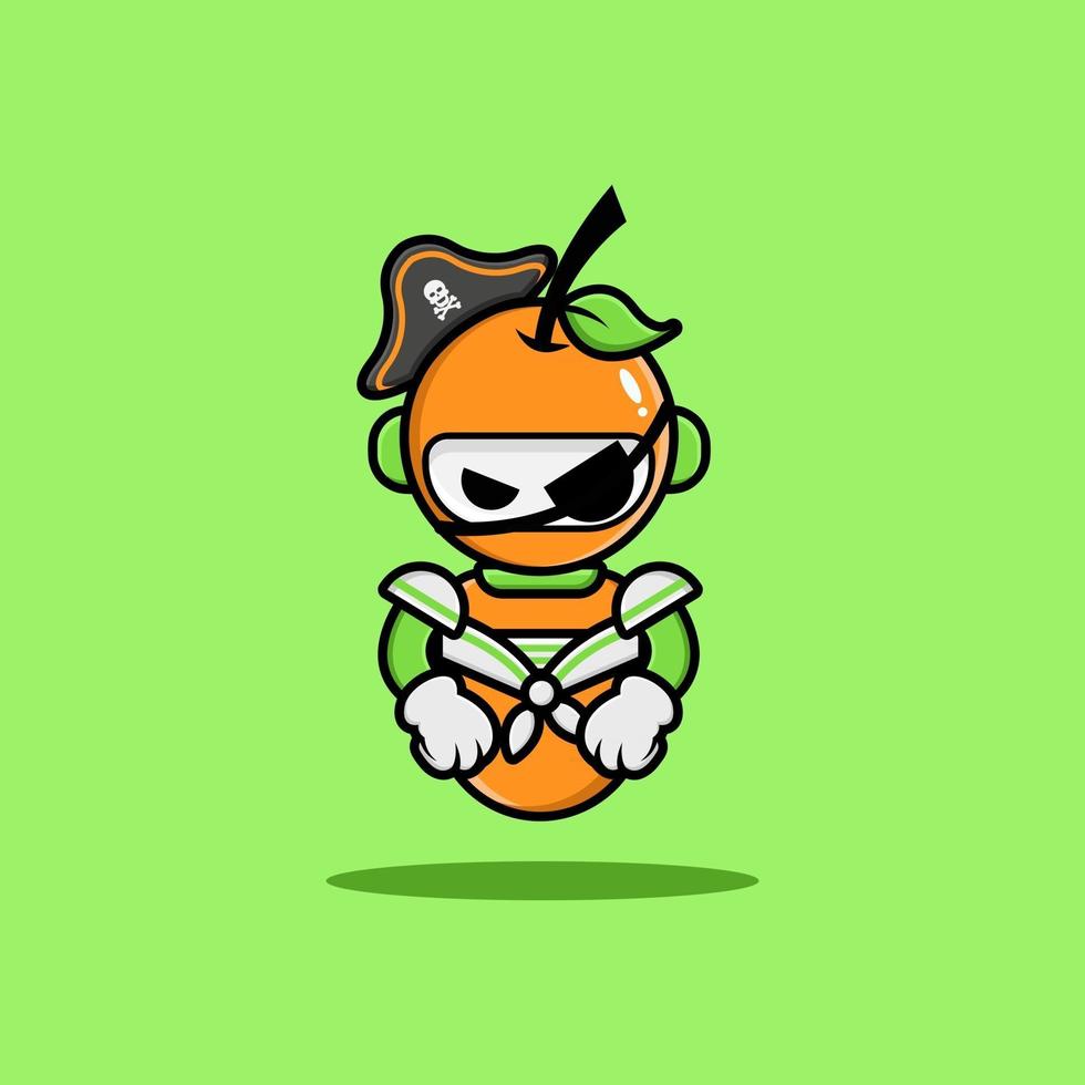 Orange robot wearing pirate uniform vector