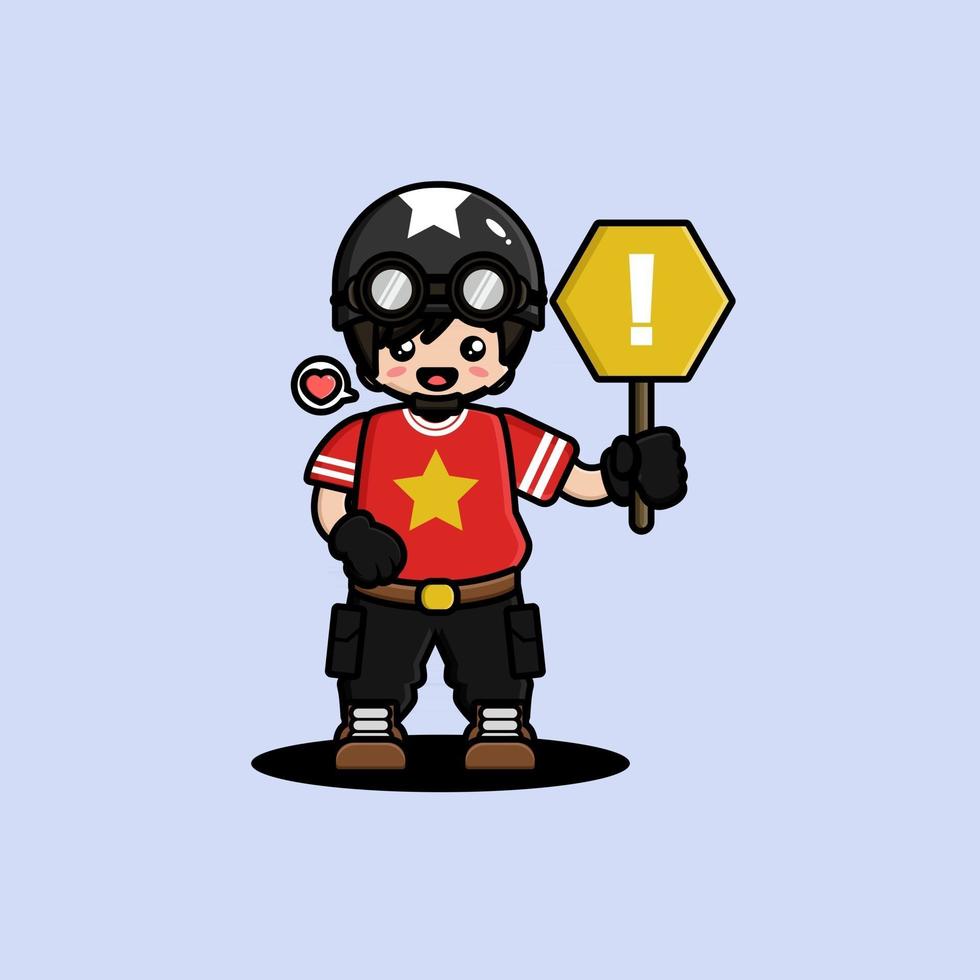 lindo diseño de personaje de hombre tanque vector