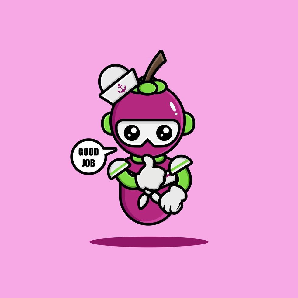 The mangosteen robot wearing navy uniform vector