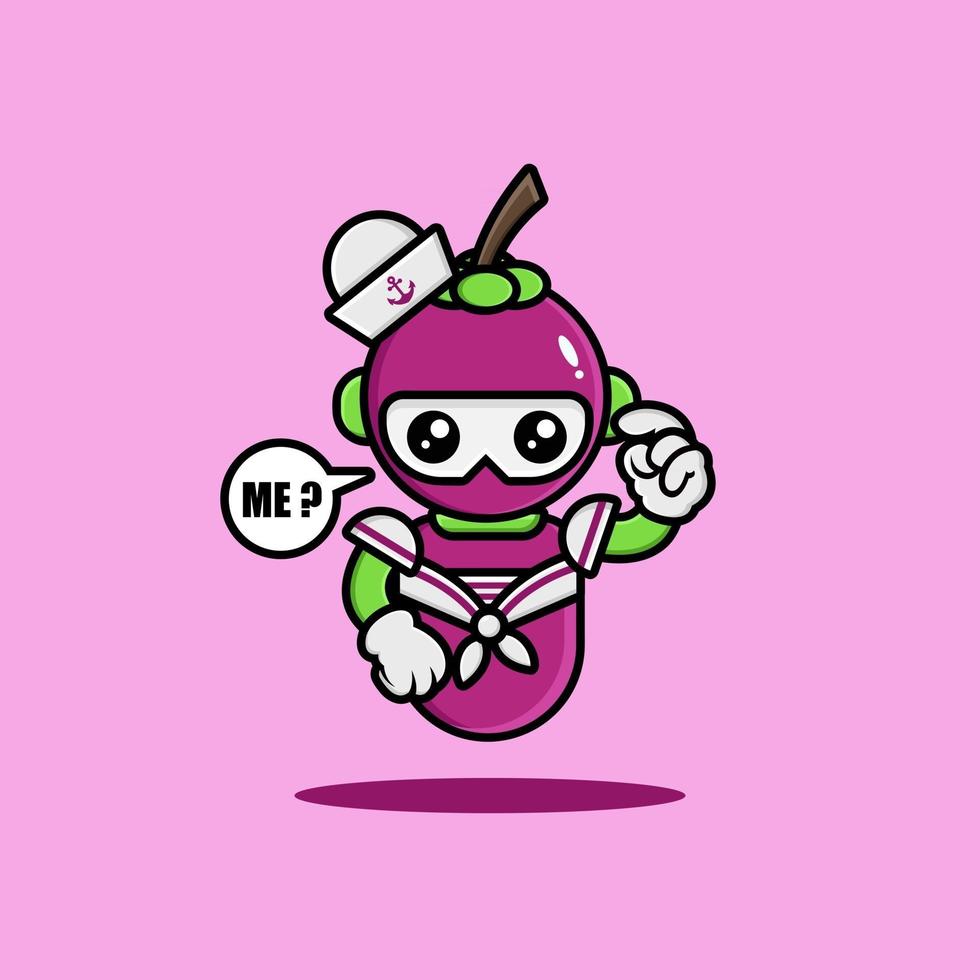The mangosteen robot wearing navy uniform vector