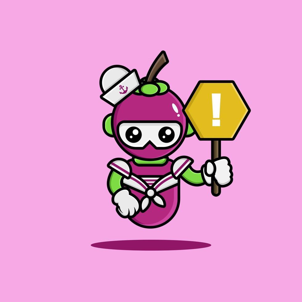 The mangosteen robot wearing navy uniform vector