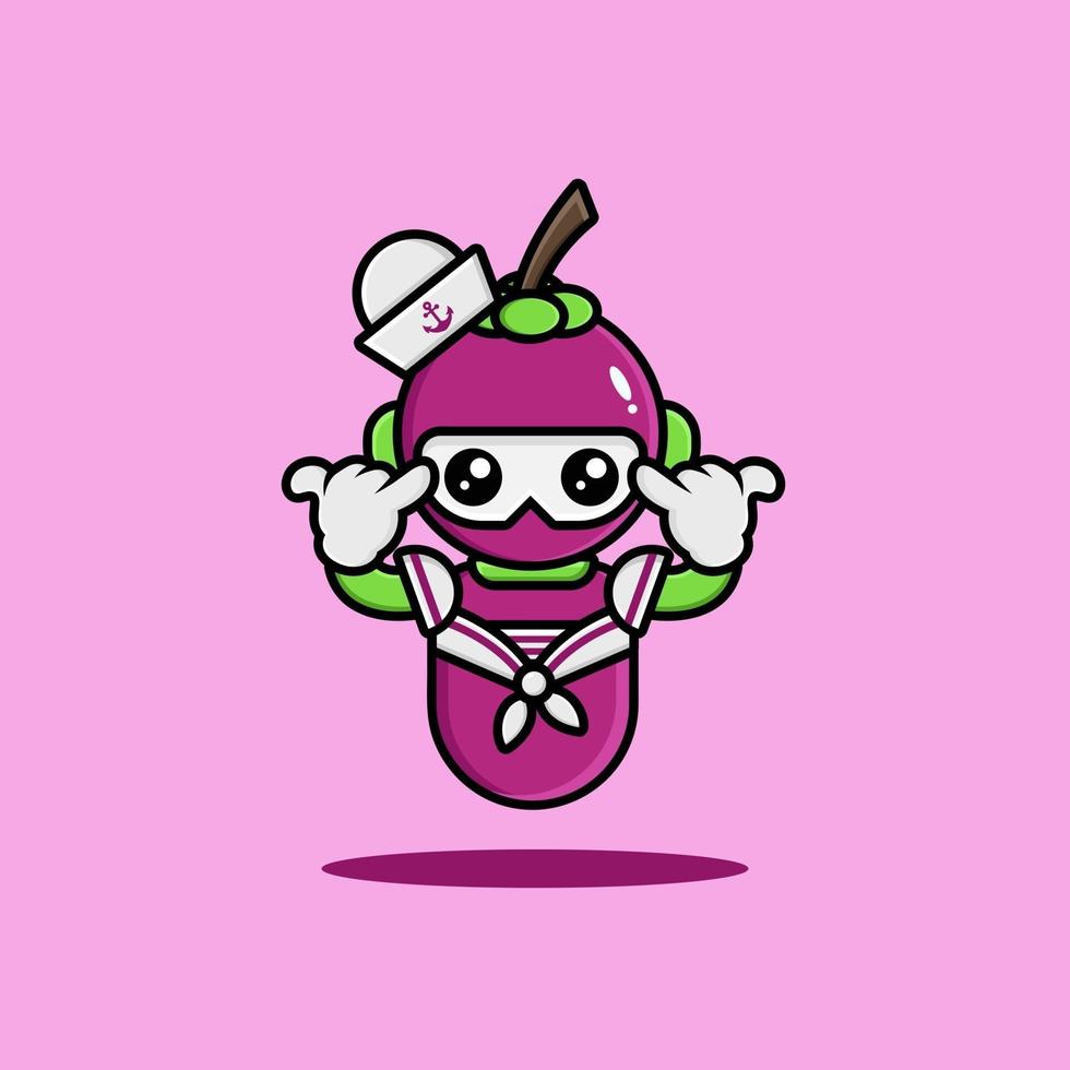 The mangosteen robot wearing navy uniform vector