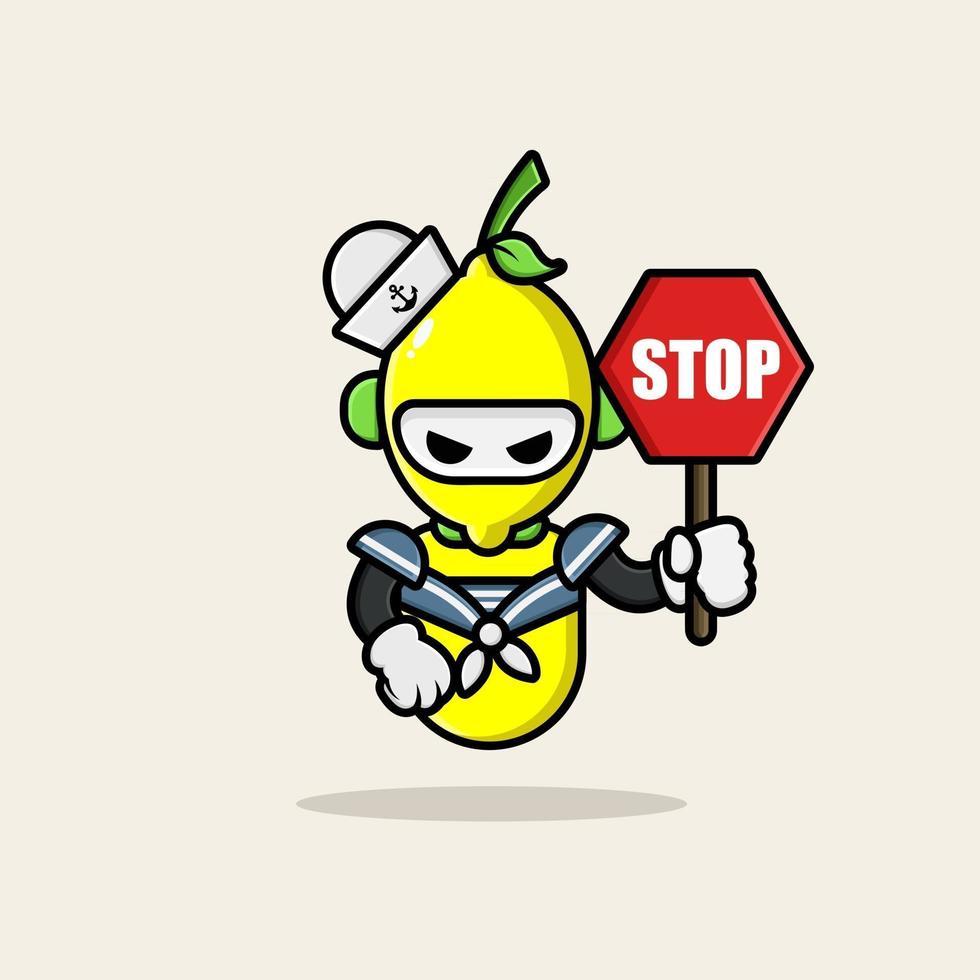 Lemon robot wearing navy uniform vector