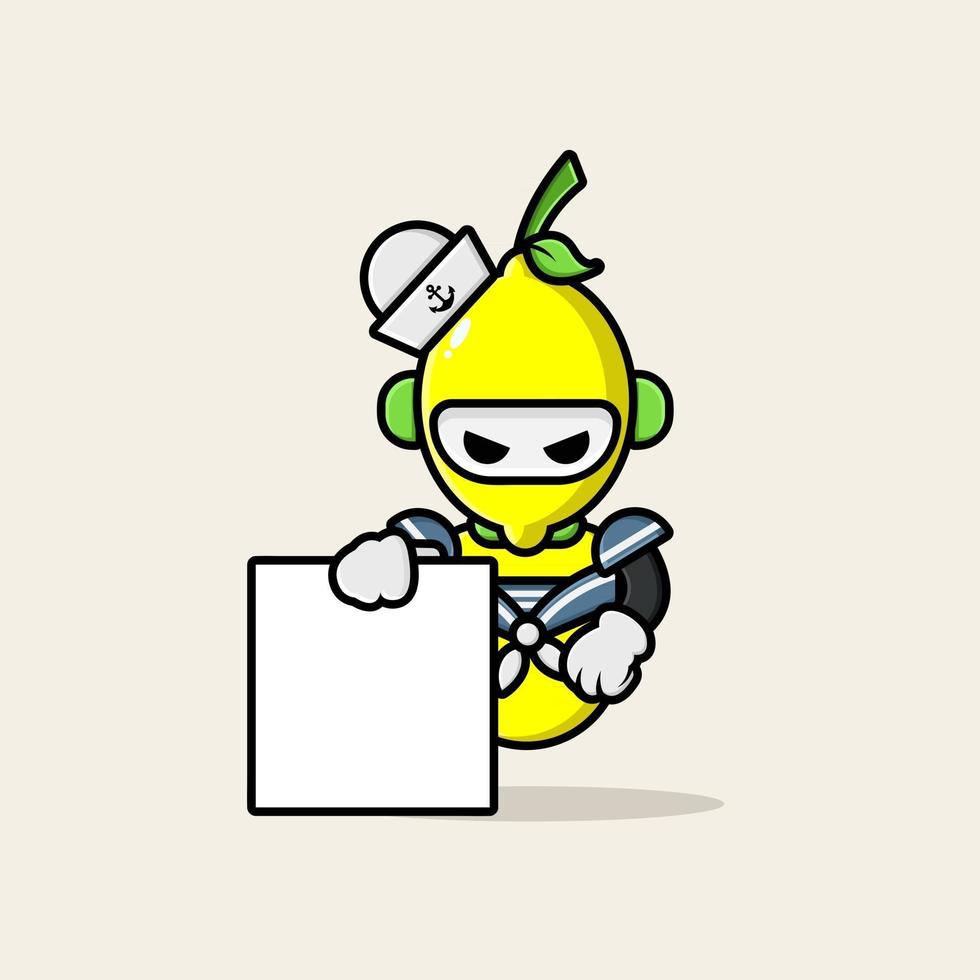 Lemon robot wearing navy uniform vector