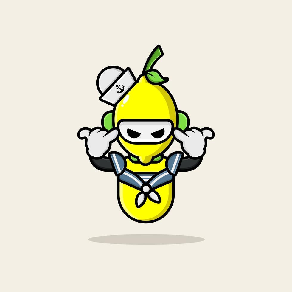 Lemon robot wearing navy uniform vector