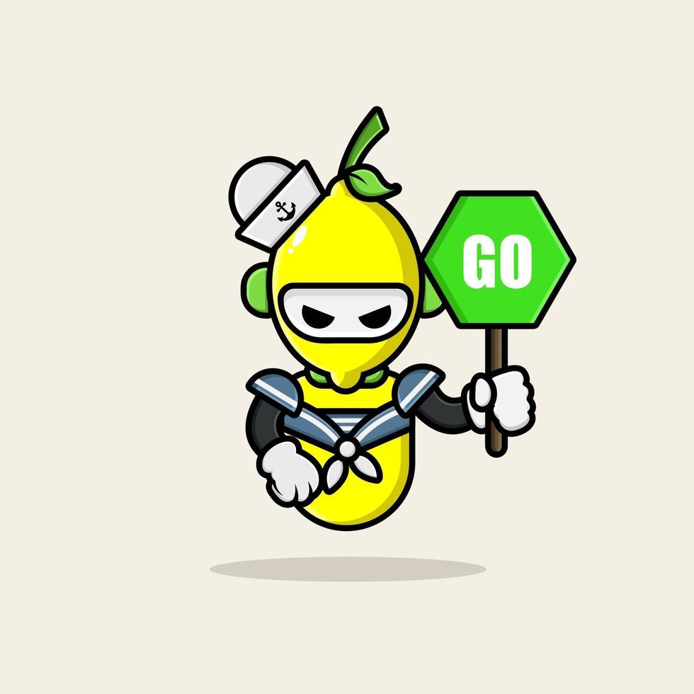 Lemon robot wearing navy uniform vector