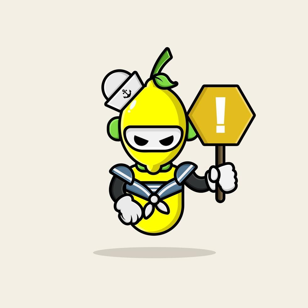 Lemon robot wearing navy uniform vector