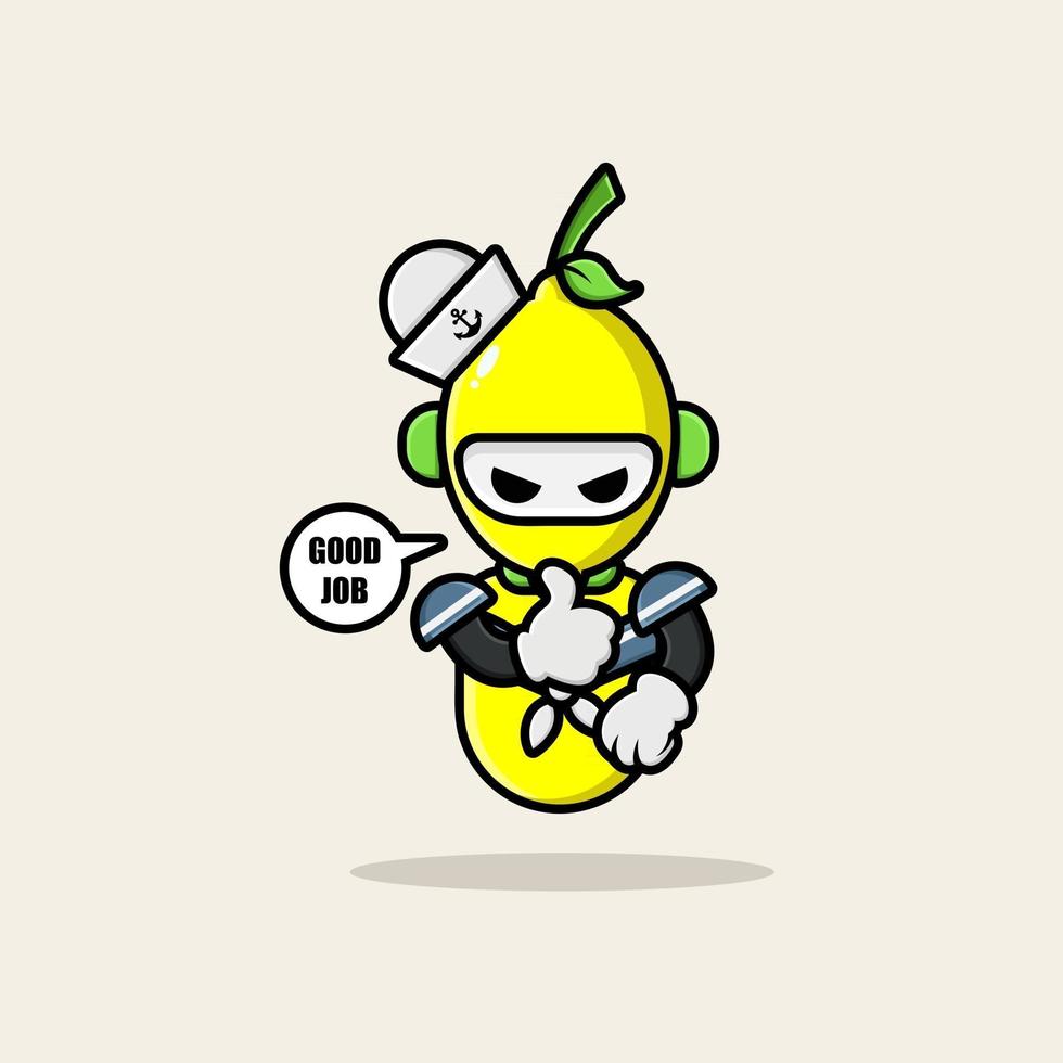 Lemon robot wearing navy uniform vector